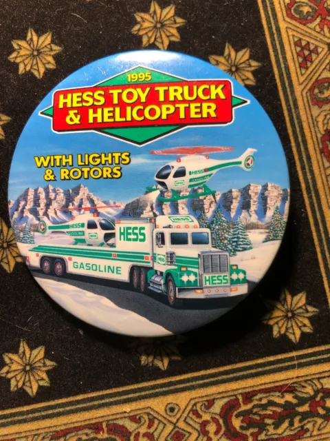 1995 Hess Toy Truck & Helicopter Cashier Button