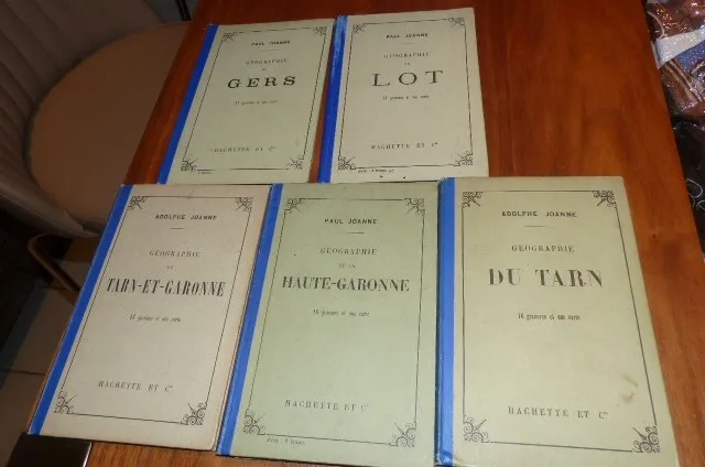 Lot 5 livres Paul Joanne GEOGRAPHIE Gers, Lot, Tarn, H-Garonne, Tarn et Garonne