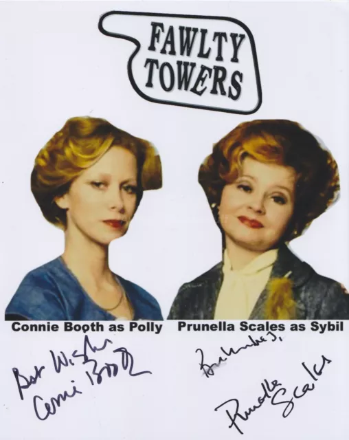 Prunella Scales & Connie Booth Hand Signed 8x10 Photo, Autograph Fawlty Towers I