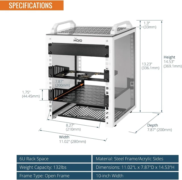 TECMOJO 10” DESKTOP Mini Rack, 6U 200Mm Depth with SBC Shelf, Micro ...