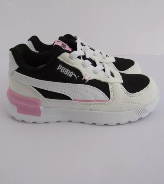 Puma Gravitons Little Girls 9C White/Black & Pink Casual Shoes Sneaker 381989-09