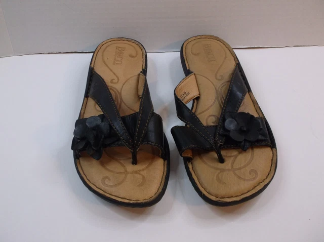 BORN Concept BOC Women's Size 6M  Brown Leather Flip Flop Thong Sandals