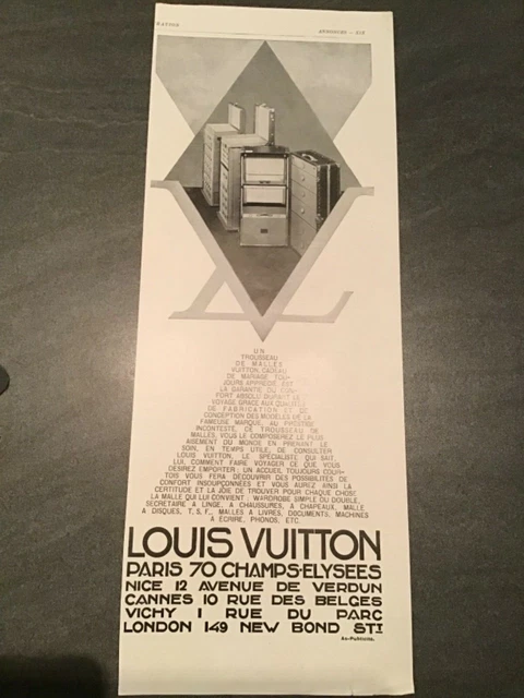 Publicité Ancienne Louis Vuitton 1927 – Originale, Issue De Magazine, France