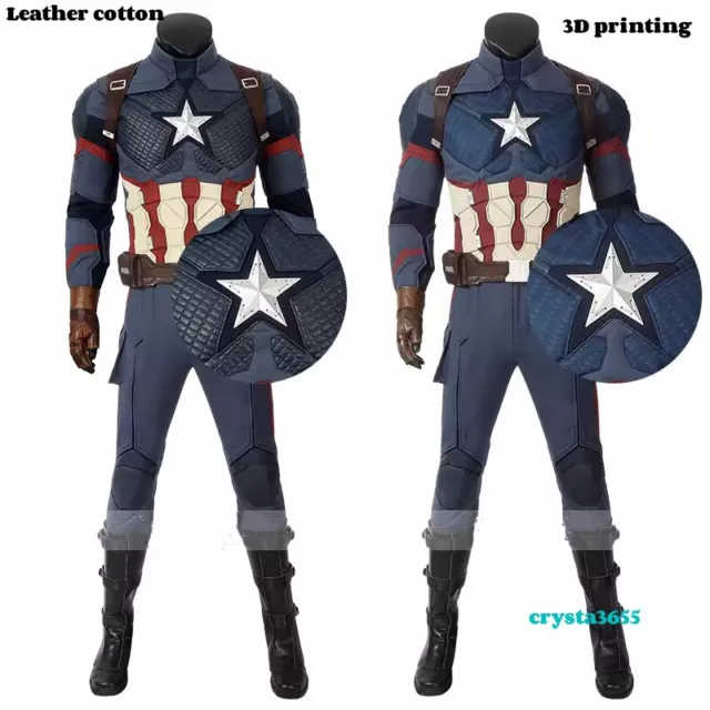 Captain America 3 Men Cosplay Custome Set Jumpsuits Mask Shoes Glove Belt Lot