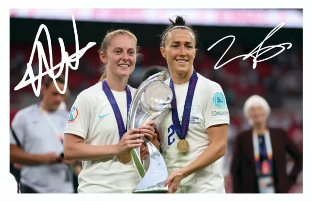 Keira Walsh & Lucy Bronze - England Lionesses Autograph Signed Photo Poster