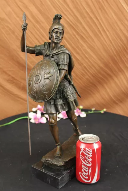 Signed Classic Roman Soldier Artwork Detailed Museum Quality Bronze Statue Decor