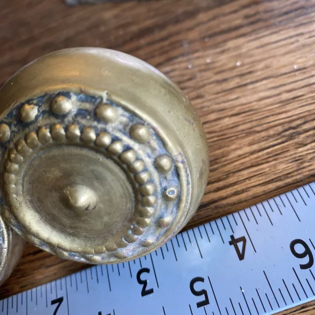 Antique Vintage Corbin Como (copy?) Solid cast Brass Door Knobs 2 1/8" 3