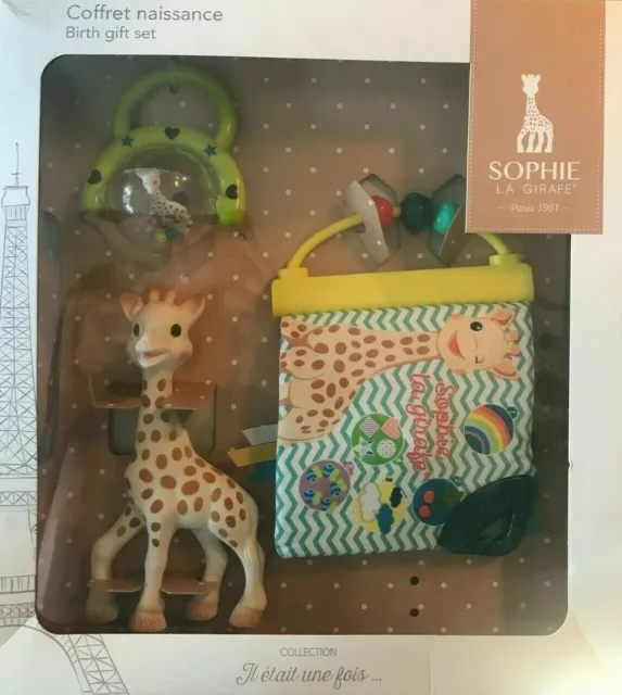 Coffret naissance Sophie la girafe Livre d’éveil Hochet poignée 010325