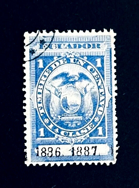 EQUADOR Stamp - 1887 Revenue Tax Stamp Fiscal 1c Used