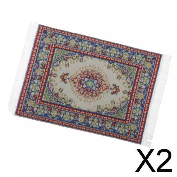 2X Tapis de Maison de Poupées avec Pompon Miniature Meubles Toute Pièce