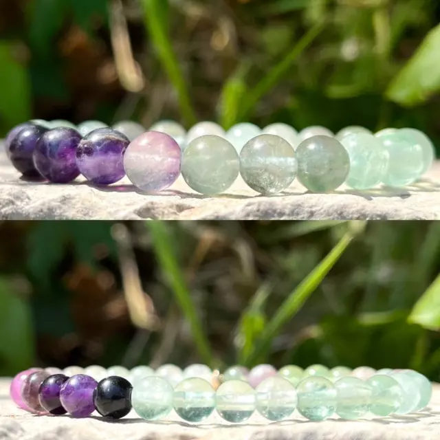 Rainbow Fluorite Bracelet Crystal Healing Gemstone Spiritual Energy PROTECTION