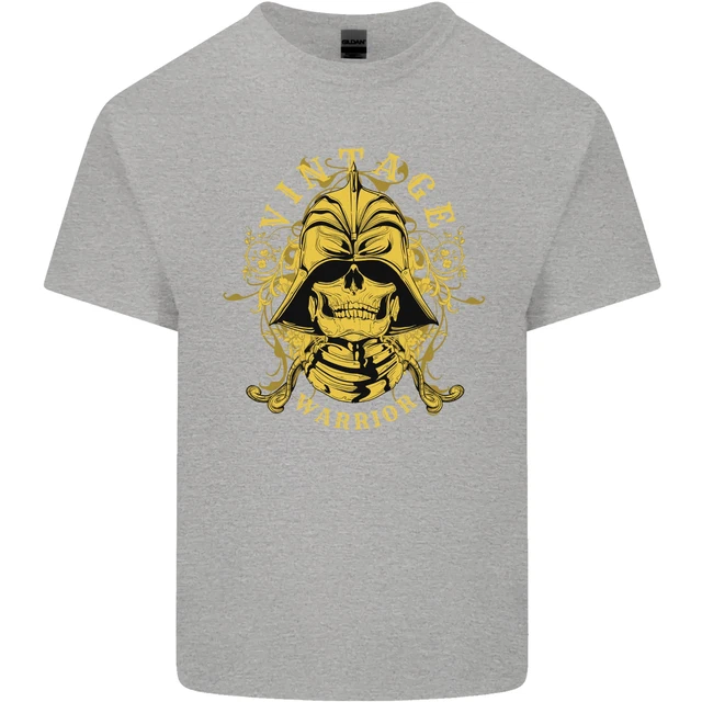T-shirt vintage Warrior Samurai Bushido MMA teschio da uomo cotone 6