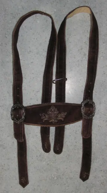 Traditional Costume Leather Suspenders IN Braun To Men's Approx. up 42 7/8in