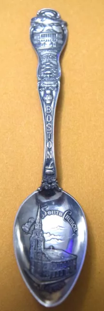 BOSTON Sterling Silver SOUVENIR SPOON - Old South Church in Bowl