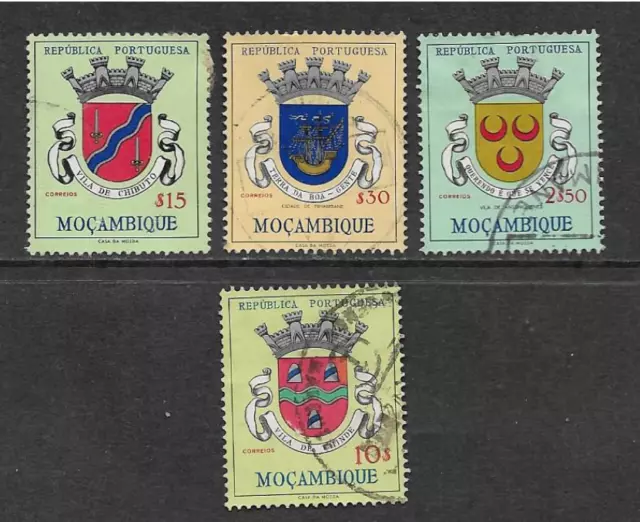 Mozambique Postage Issue, Set Of 4 Used Definitive Stamps 1961, Coat Of Arms