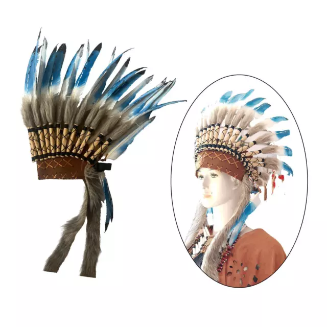 Capo Indiano Cappello Copricapo Di Piume Per Spettacoli Teatrali In Costume