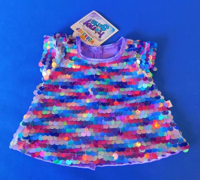 Build a Bear Clothes Honey Girls Multi Coloured Sequin Dress BNWT