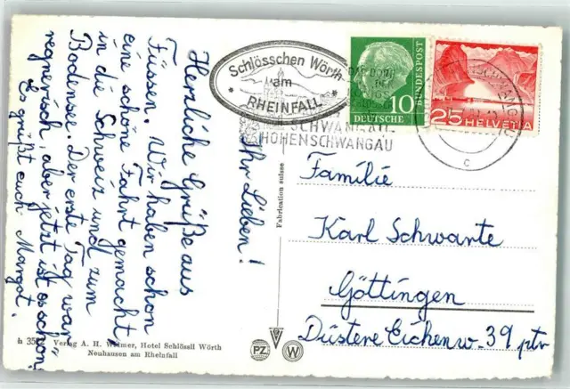 39368210 - Deutsche Briefmarke Hohenschwangau Mischfrankatur Phila Schweiz