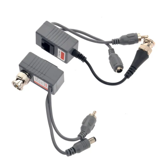 A Pair of CCTV Camera BNC Coaxial CAT5 RJ45 Video Balun Transceivers with Video
