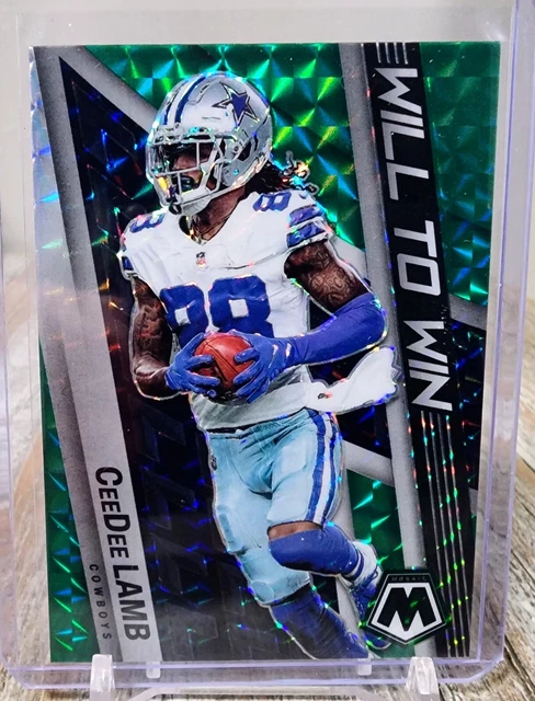 CeeDee Lamb 2022 Panini Mosaic Will To Win Green Prizm WW-18 Dallas Cowboys