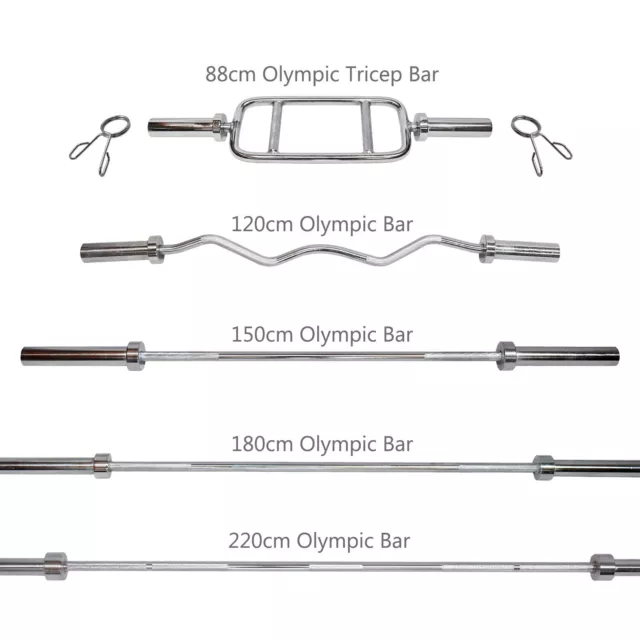 Olympic Weight Barbell Bar - Dumbell Bar - Tricep Bar - Ez Curl Bar - Home Gym