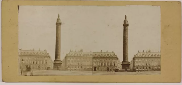 Place Vendôme Paris France Photo Stereo L6n3 Vintage Albumine c1865