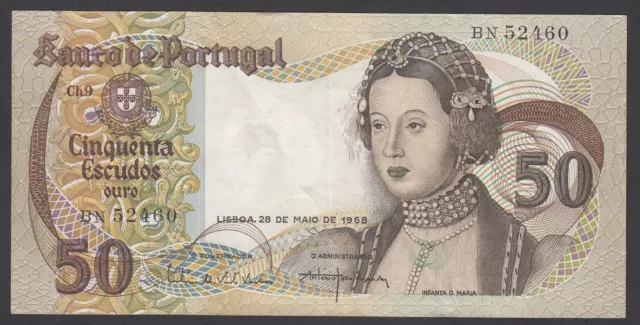 Note 50 escudos 1968, XF, Infanta D. Maria Portugal