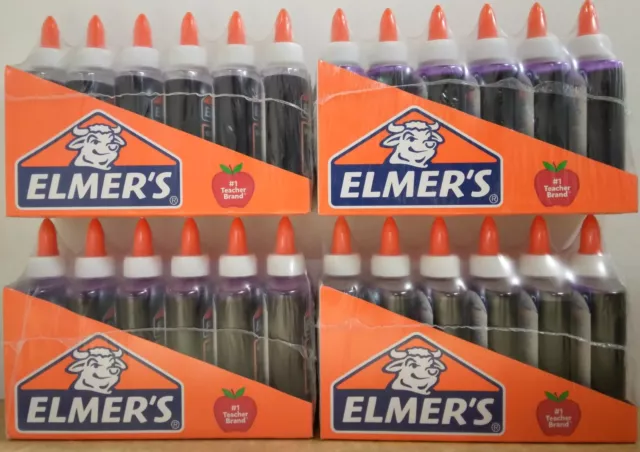 NEW Case of 24 Elmer's Liquid School Glue 147mL Goes On Purple Dries Clear $118