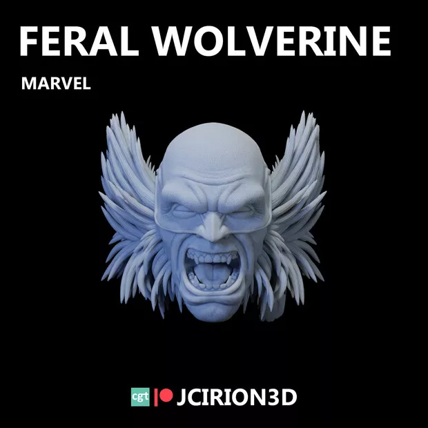 Feral Wolverine X-Men Marvel Comics custom head for 4" 6" 7" 12" action figures