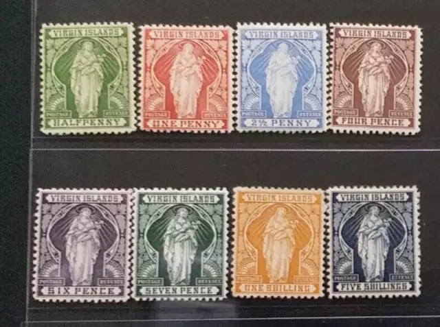 BRITISH VIRGIN 1899 1/2d to 5s SG 43 - 50 Sc 21 - 28 St Ursula set 9 MLH/MH