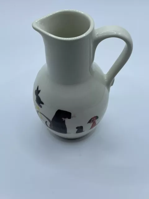 Fenella Smith Ceramic White Creamer Pitcher with Dogs 5"