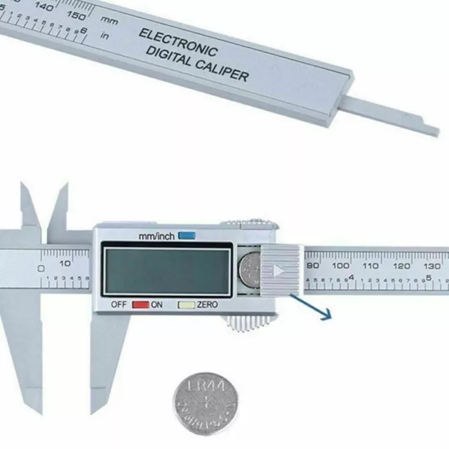 6'' LCD Digital Vernier Caliper Micrometer Measure Tool Gauge Ruler 150mm Silver