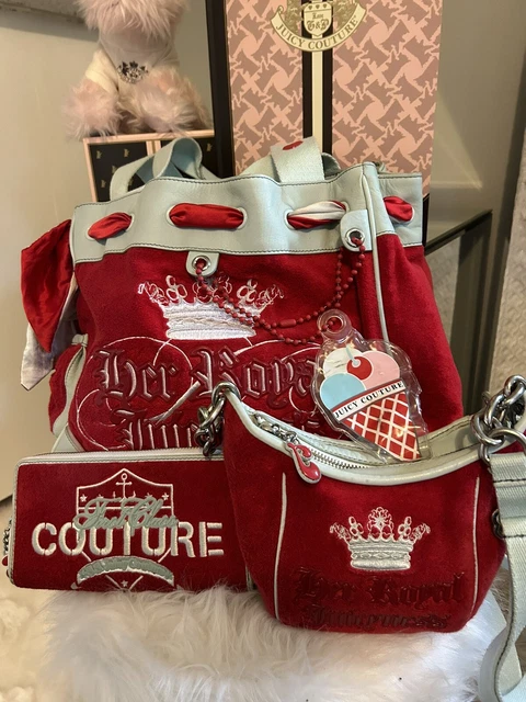 Vintage y2k Juicy Couture Red Terry Daydreamer Wallet Mini Bag Ice Cream Charm