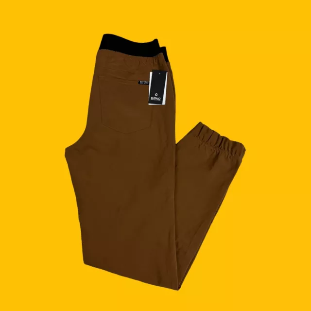 NEW Buffalo David Bitton Zoltan Boys Large 14-16 Tan Brown Straight Fit Joggers 2