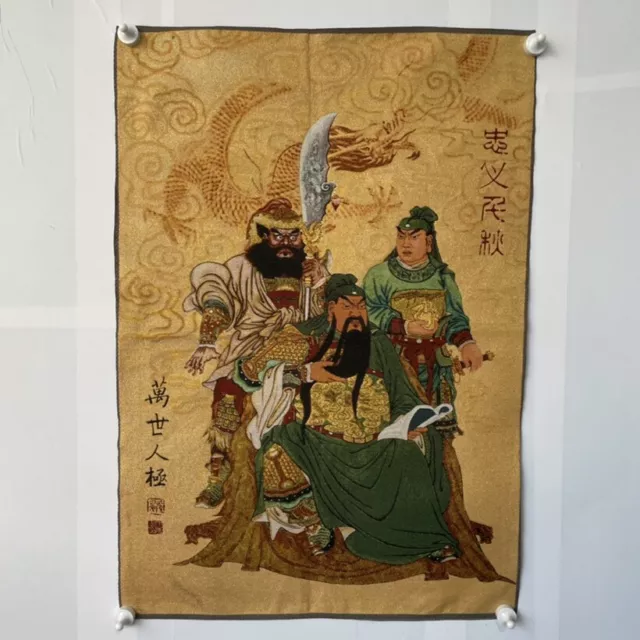 Old Chinese Silk Embroidery Tang Ka Painting Mural "Guan Yu" Painting 6902