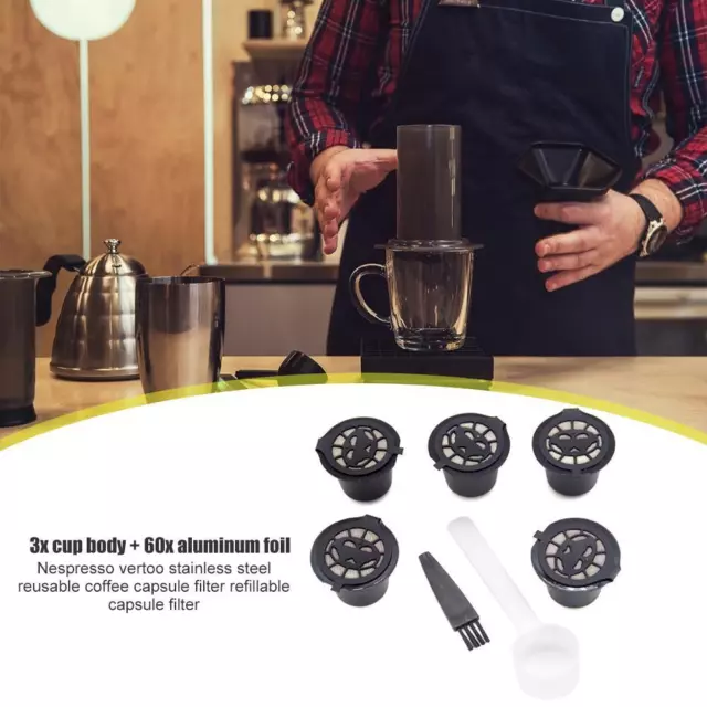 E# Reusable Capsule Refillable Holder Pods Strainer with Spoon Brush Kitchen