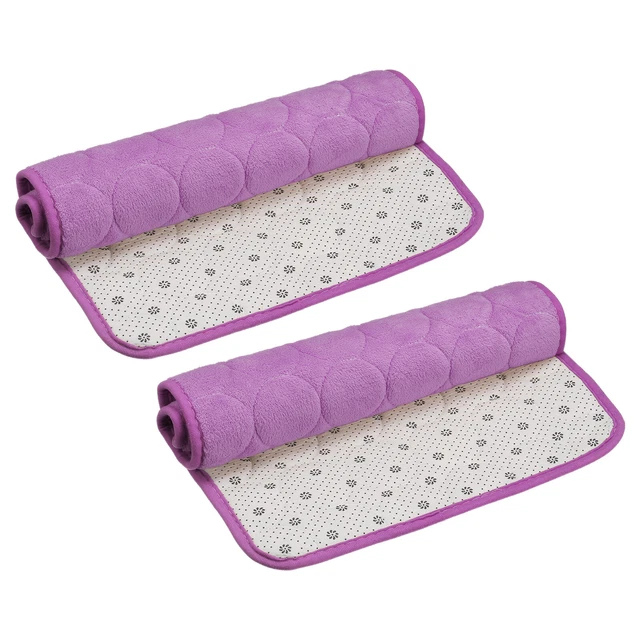 Tappeto da bagno 2 pz, 15,7"" x 24"" pile corallo tappetini antiscivolo lavabili - viola