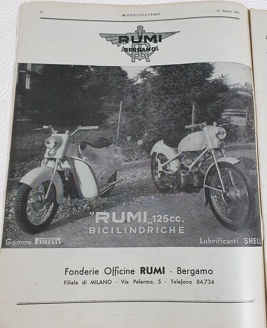 MOTO RUMI BERGAMO * Advert Pubblicita' Epoca Advertis Adv-Mtc2 EUR 7,00 ...