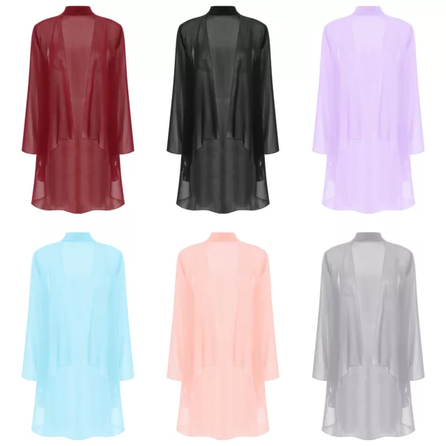 US Women Jackets Office Top Sheer Cardigan Long Sleeve Bolero Coat Wedding Cover