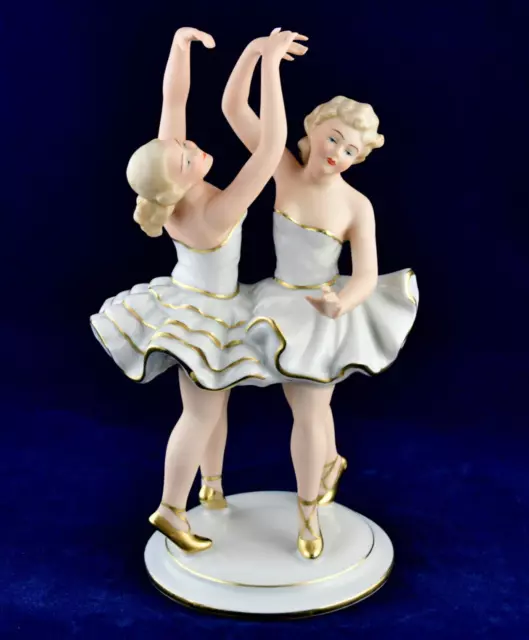 🩰 Gerold Porzellan Tettau Bavaria Two Dancing Ballerinas Germany Vintage Rare