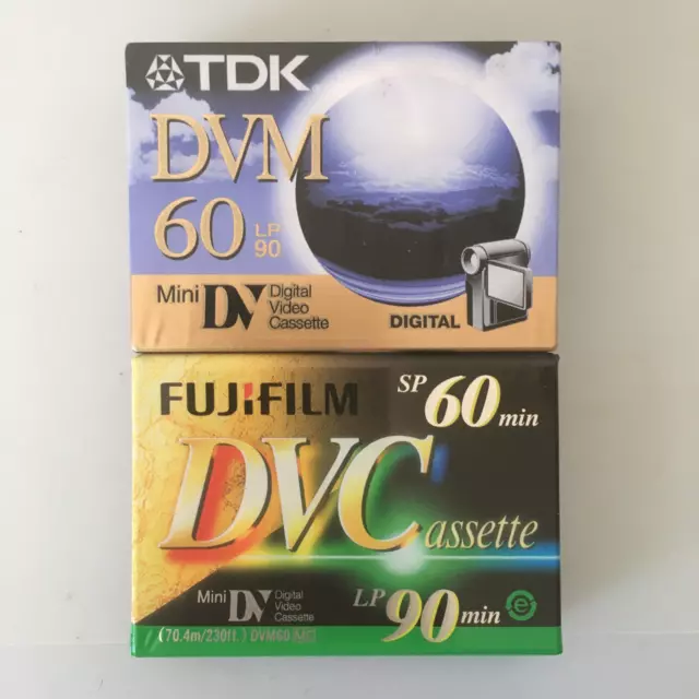 2x Fujifilm DVC Cassette TDK DVM Mini DV SP 60min Tape for Digital Camcorder NEW