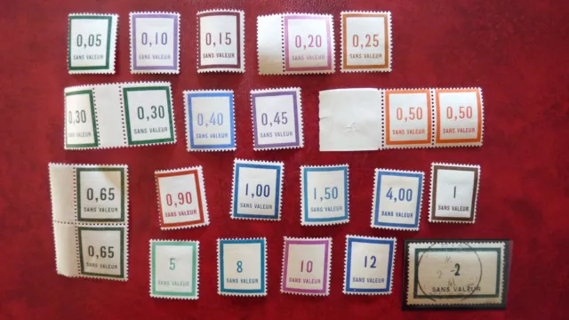 22 TIMBRES FICTIFS SANS VALEUR N** entre N° F4 et F85. Cote 190€