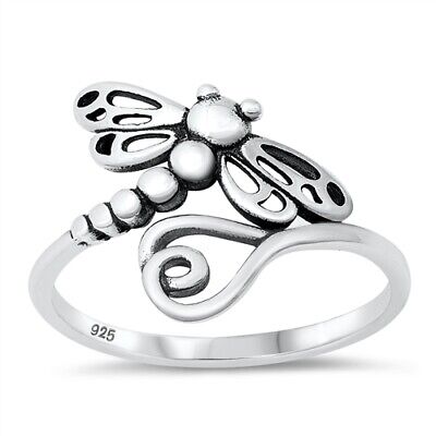 925 Sterling Silver Dragonfly Heart Ring New Size 5 6 7 8 9 10 NEW