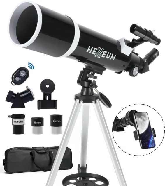 Hexeum Telescope 80mm Aperture 600mm Astronomical Portable Refracting 80600