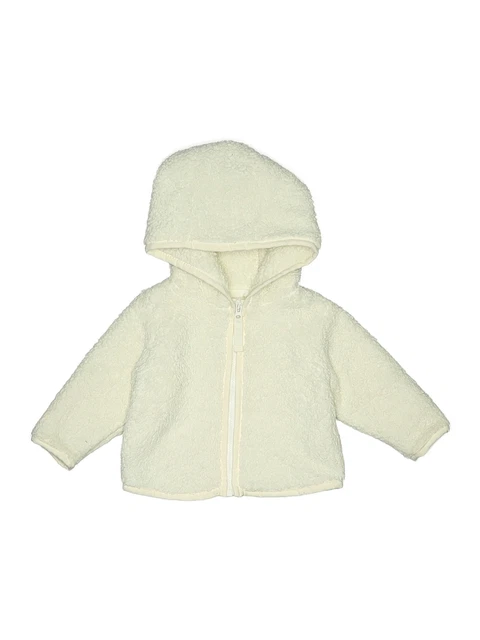 Primary Clothing Girls White Fleece Jacket 0-3 Months