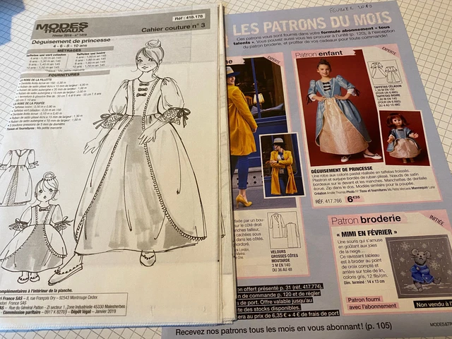 Patron De Couture Modes & Travaux Poupée Émilie - Robe élégante Mai 2010 - Vintage