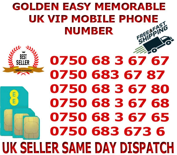 Golden Easy Memorable Uk Vip Mobile Phone Number / Platinum Sim  Ee Network B 25