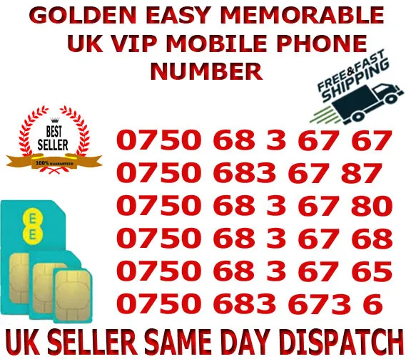 Numero Di Cellulare Vip Golden Easy Memorable Uk/Sim Platinum Ee Network B 25