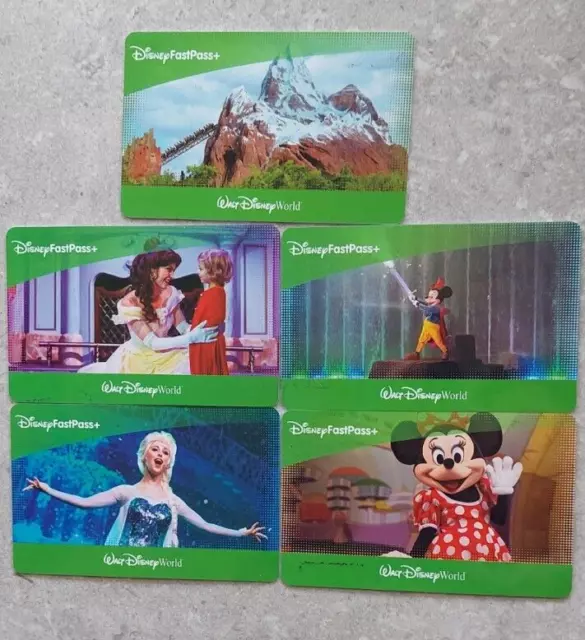 5 x Walt Disney World Fast Pass Card No value, Minnie and Mickey Mouse
