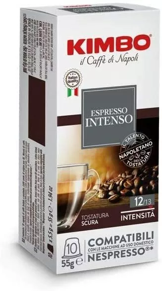 200 Capsule Caffe Kimbo Miscela Intenso Compatibili Nespresso Tostatura Scura.